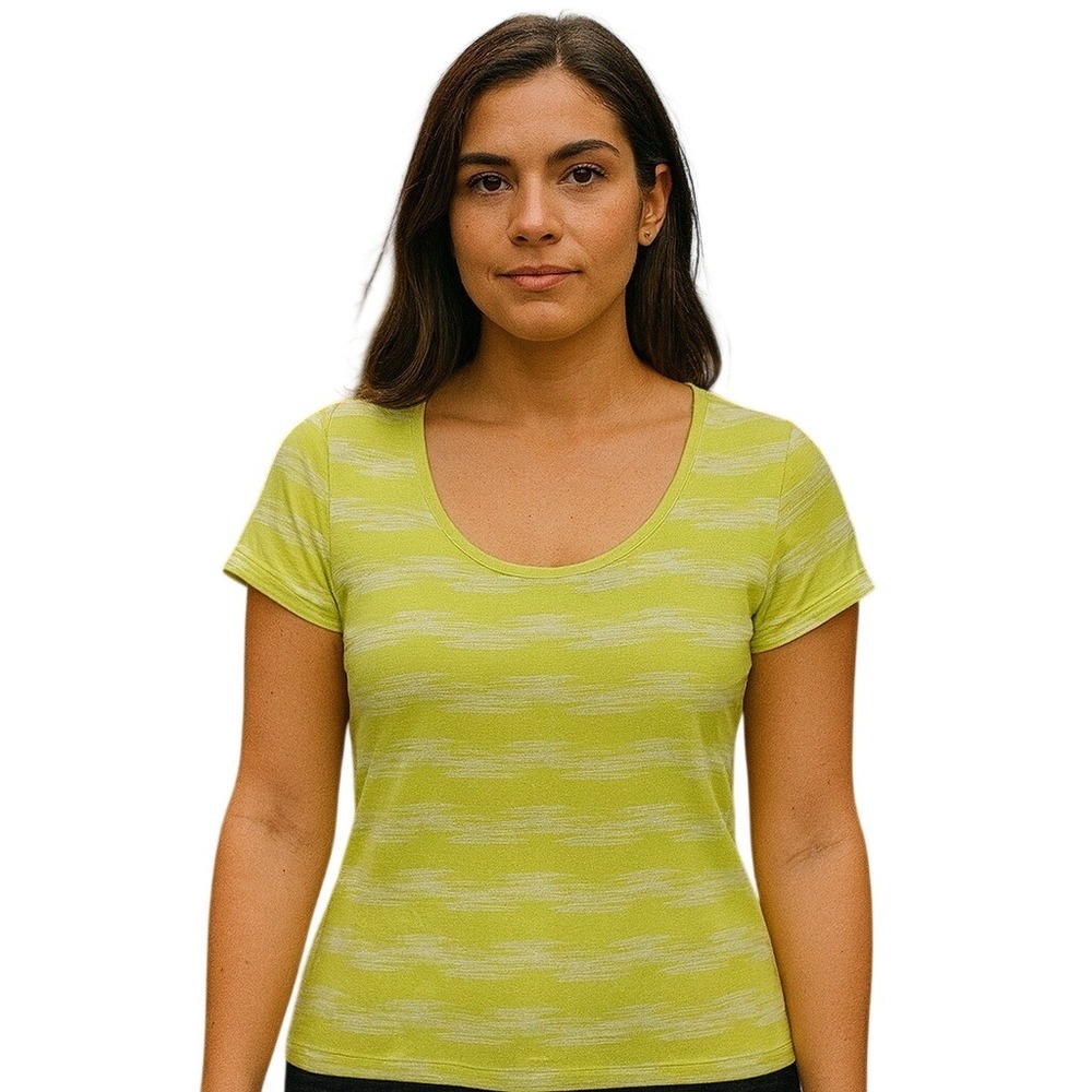 Columbia T-Shirt Short Sleeve Athletic Top Activewear Striped Green Size‎ XL